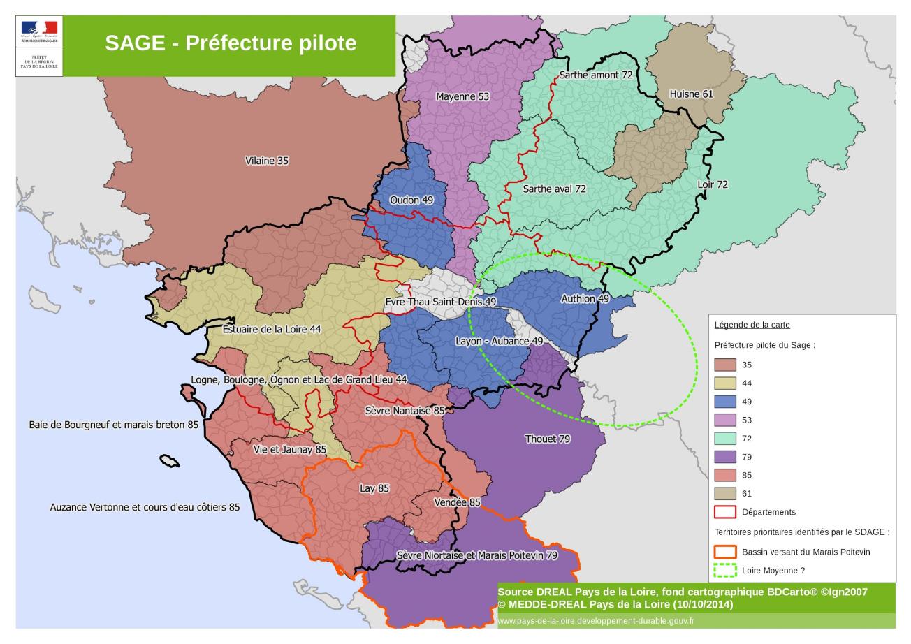 Carte des SAGEs en Pays de la Loire