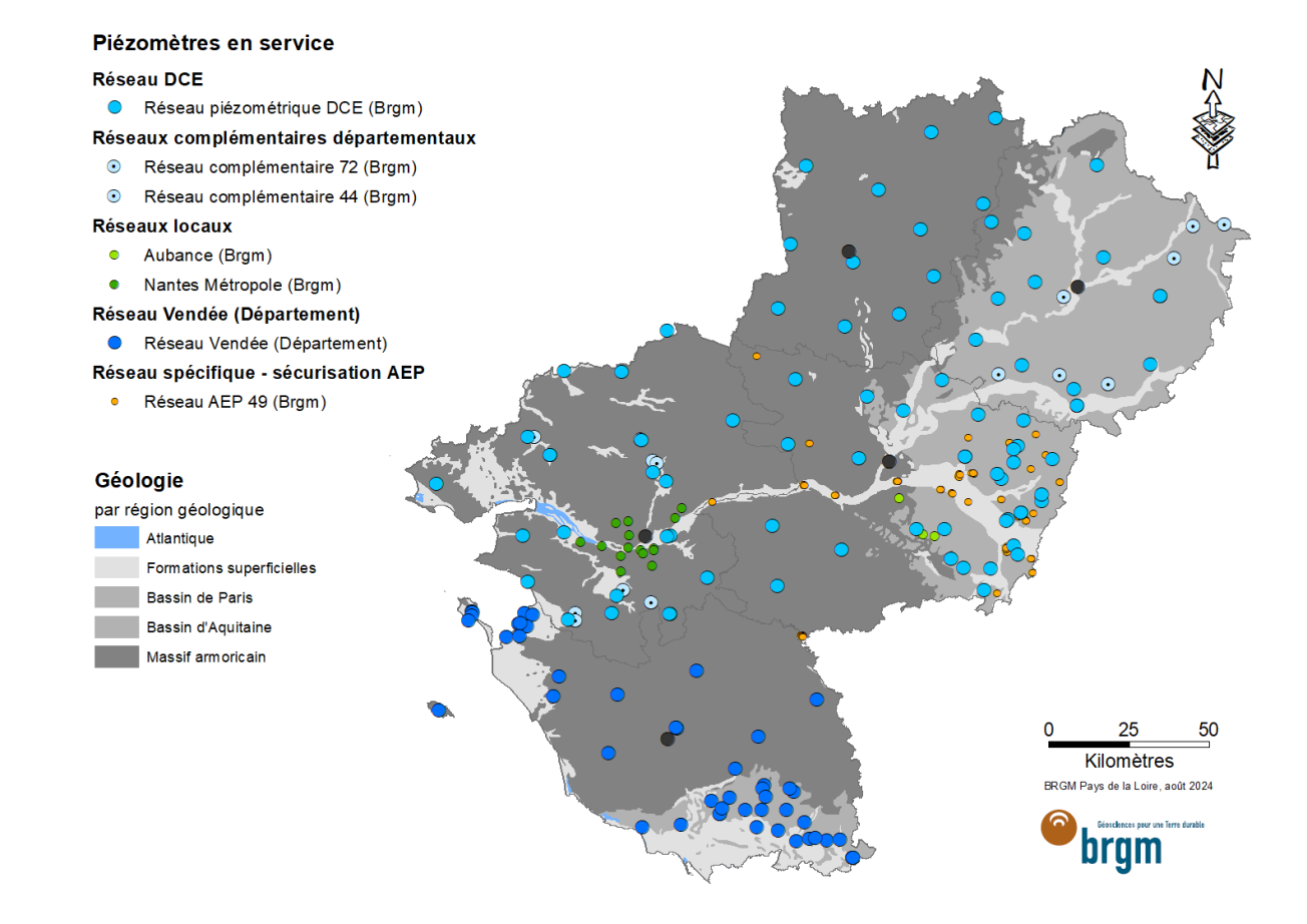 Carte suivis piézométriques PDL