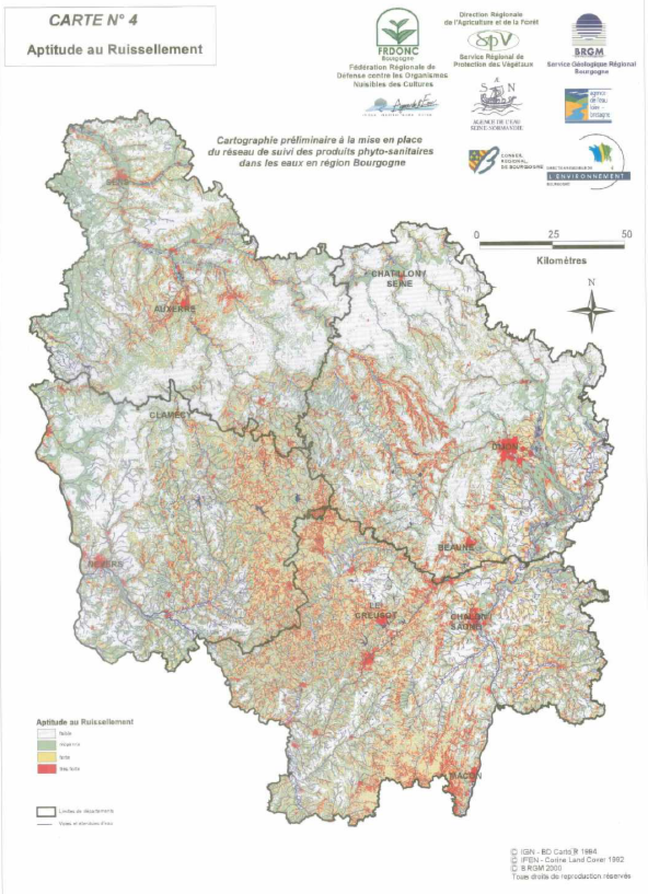 Aptitude au ruissellement (JAUFFRET.D. et al., 2001)