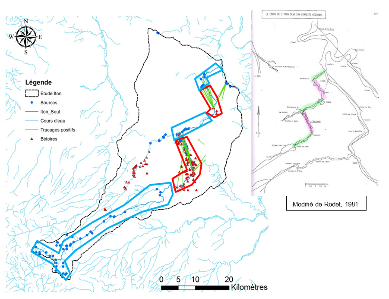 Gands tronçons hydrauliques de l’Iton et orientations du cours d’eau 