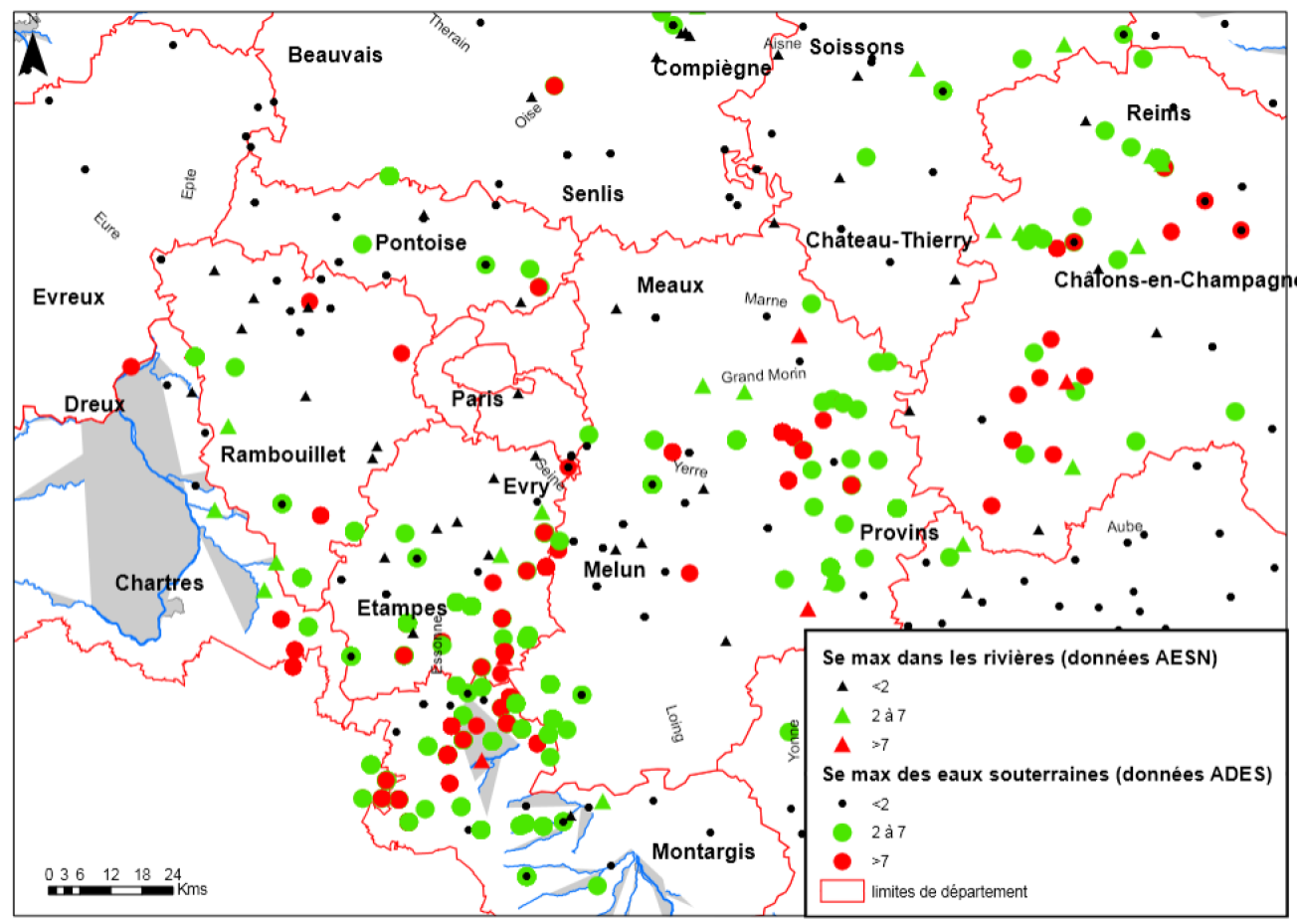 Carte de concentrations en sélénium