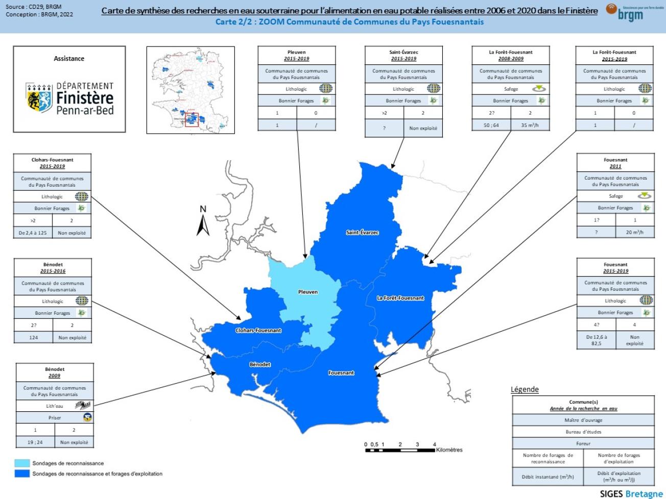 Recherches en eau souterraine eau potable - Finistère - zoom CCPF - 2006-2020