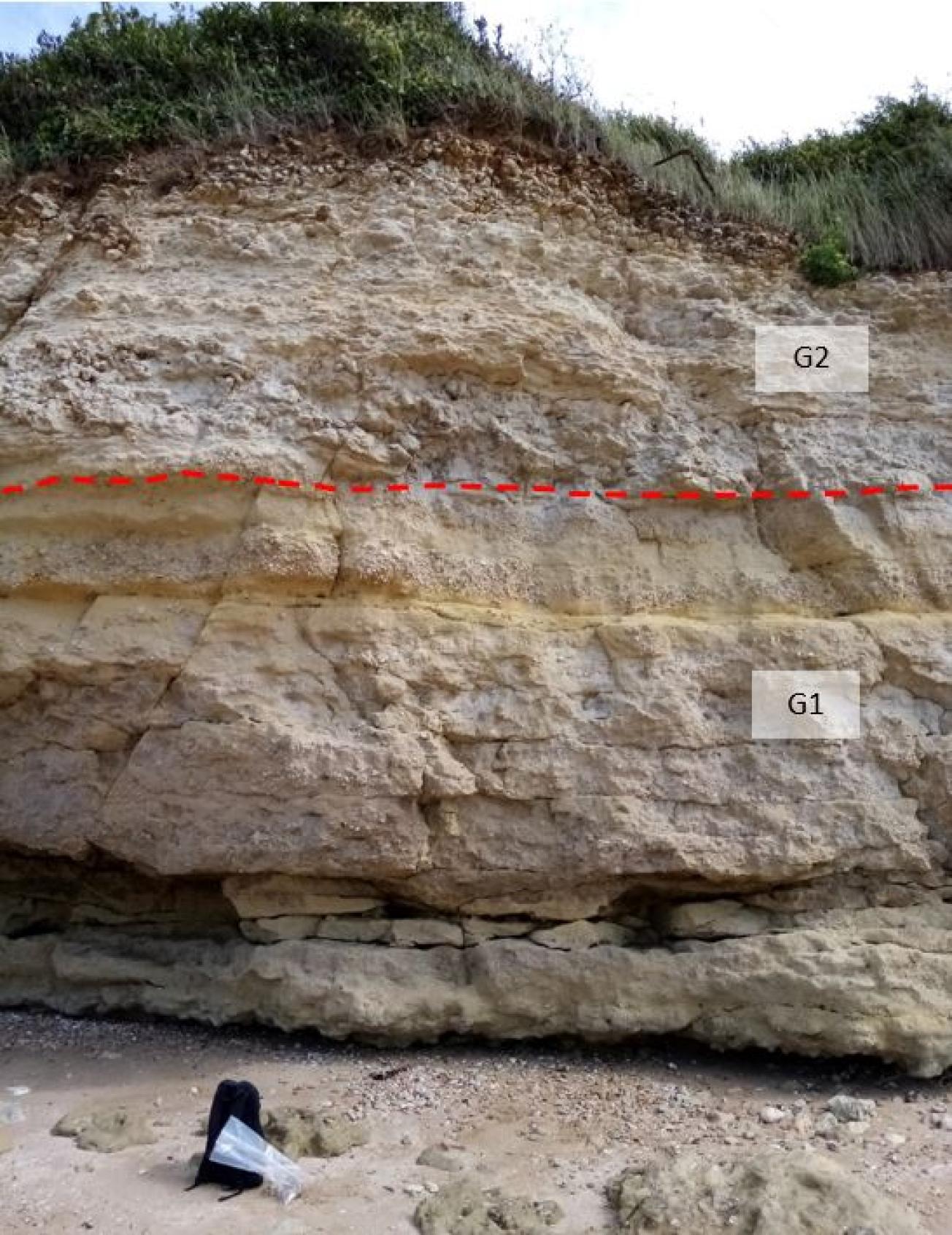 Figure 1 - Détail de la série sédimentaire du Cénomanien supérieur de Port-de-Barques (©BRGM,2023)