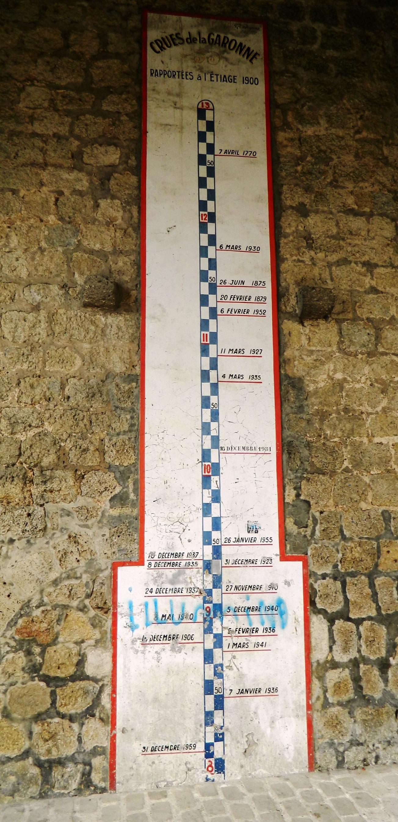 Figure 6 - Echelle de crues de la Garonne, à Cadillac (© Galey A., BRGM, 2012)