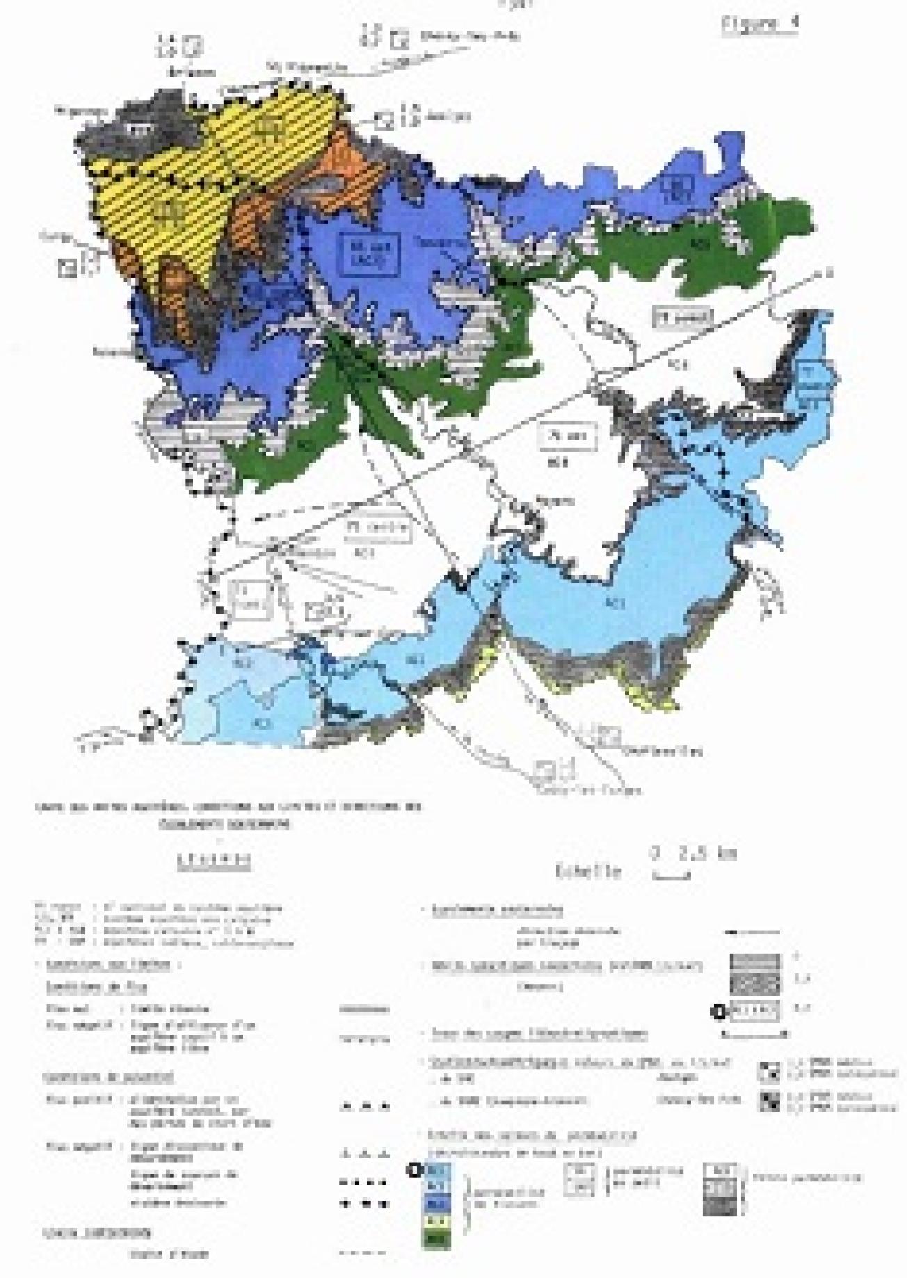Carte des aquifères et écoulements souterrains - bassins du Serein et de l’Armançon (Cornet J., 1987)