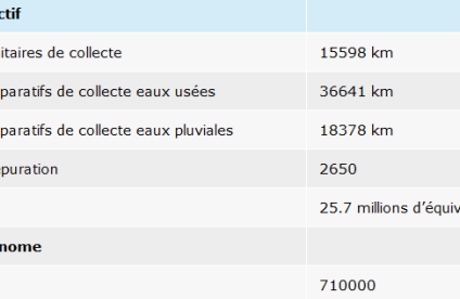 Patrimoine d’équipement du bassin pour l'assainissement collectif (données 2010-2011, source : AESN, Ernst&Young) :