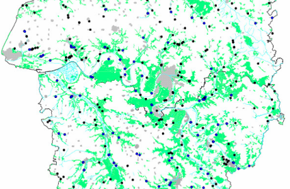 Carte de localisation des sites de captage haut-normands (état de bancarisation : décembre 2007) (Arnaud L., 2007)