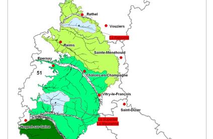 Carte de localisation des bassins versants de la Retourne, de la Maurienne et de la Superbe (BRGM)