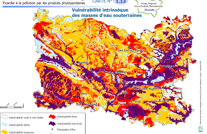 Carte de vulnérabilité intrinsèque des masses d’eau souterraines du département de l’Oise (GREPP)