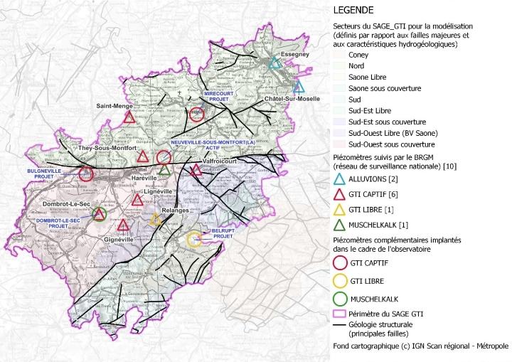 Carte de localisation des piézomètres