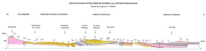 Coupe du champ de fracture de Saverne à la latitude de Bouxwiller