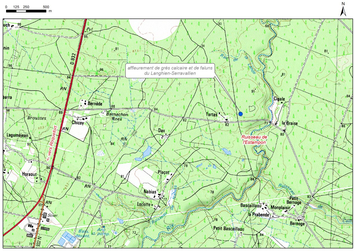 Carte de localisation du site "Tartas" (commune d'Arue)