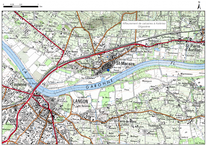 Carte de localisation du site "Remparts de la citadelle et lavoirs" (commune de Saint-Macaire)