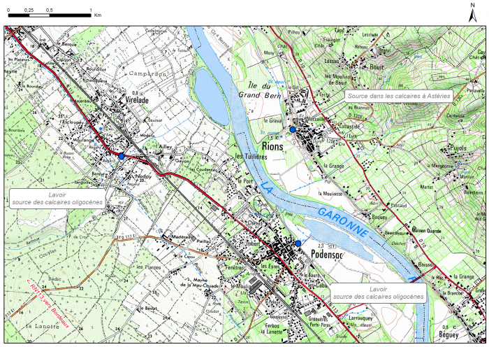 Carte d'accès au site "Lavoir de Virelade" (commune de Virelade)
