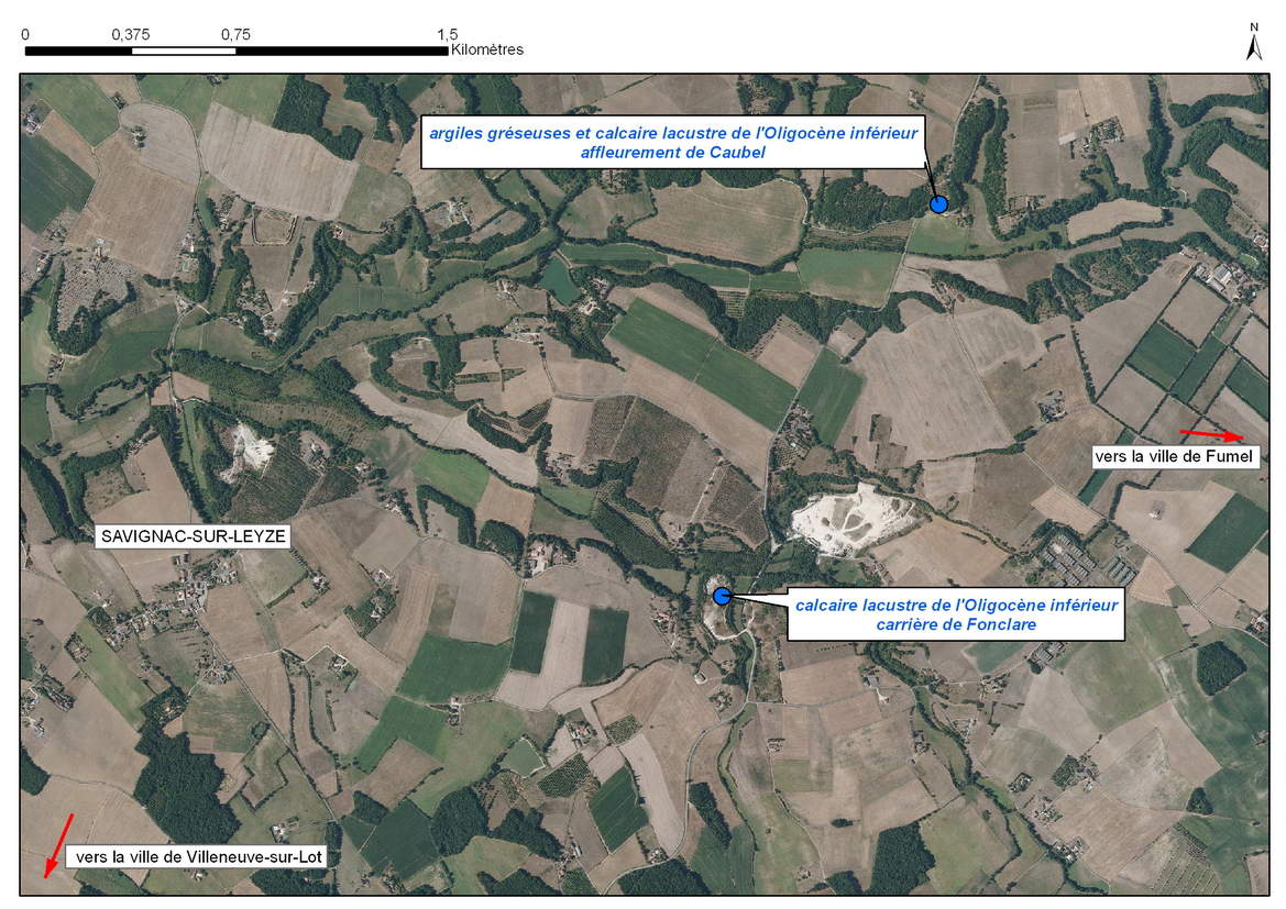 Carte de localisation du site "Fonclare" (commune de Savignac-sur-Leyze)