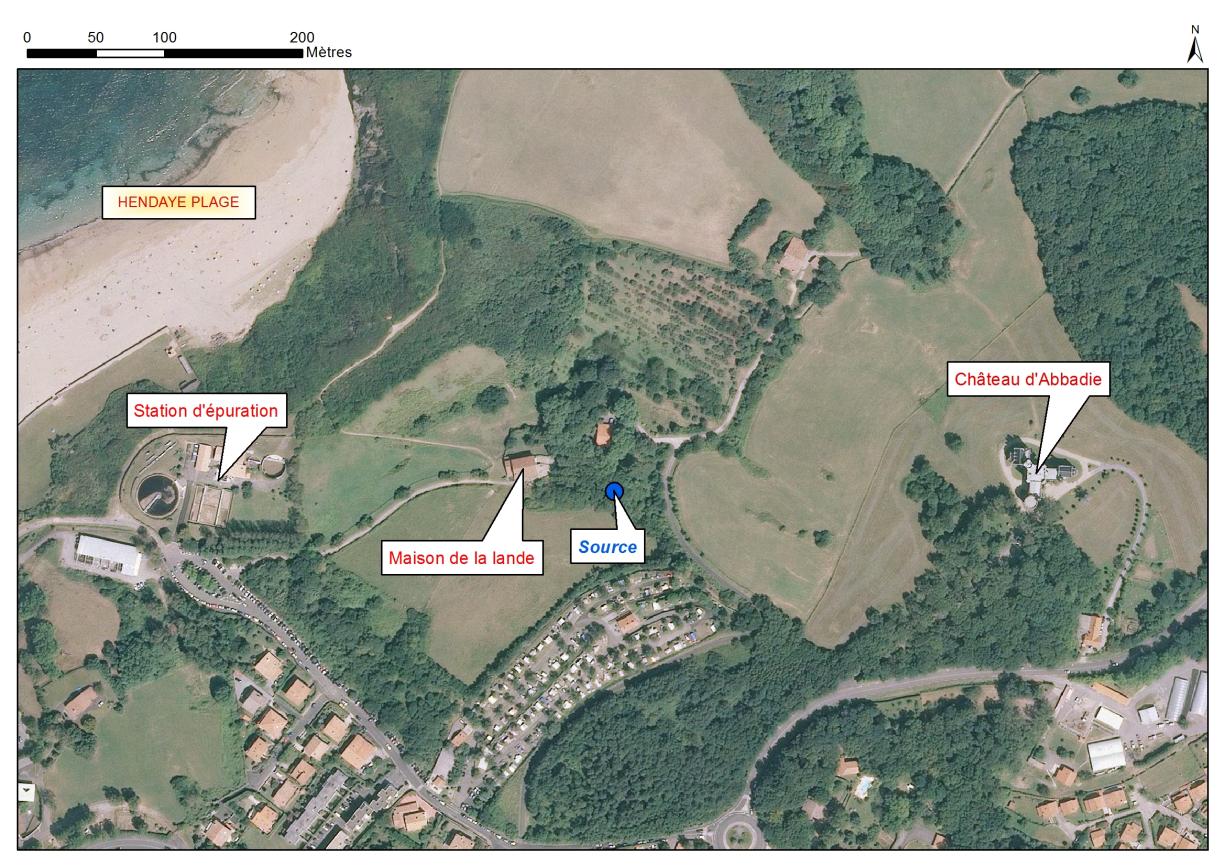 Localisation des affleurements décrits pour le site "Domaine d'Abbadie" (commune de Hendaye)