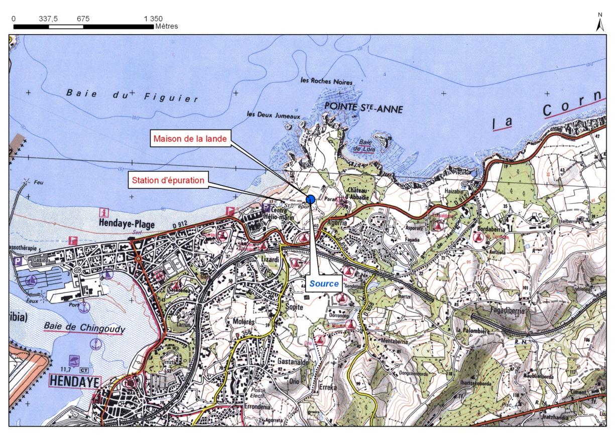 Carte de localisation du site "Domaine d'Abbadie" (commune de Hendaye)