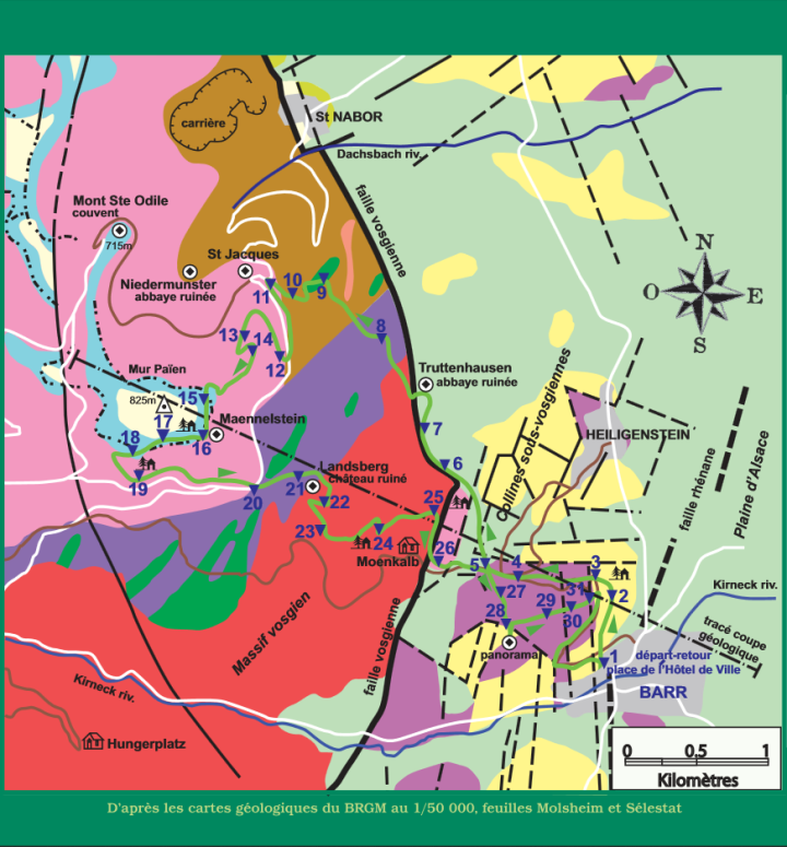 Carte géologique simplifée de la région de Ba