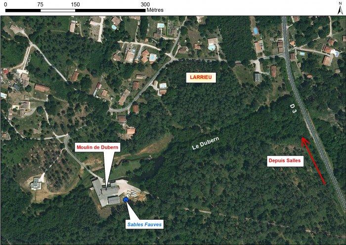 Carte de localisation du site "Moulin Dubern" (commune de Salles)