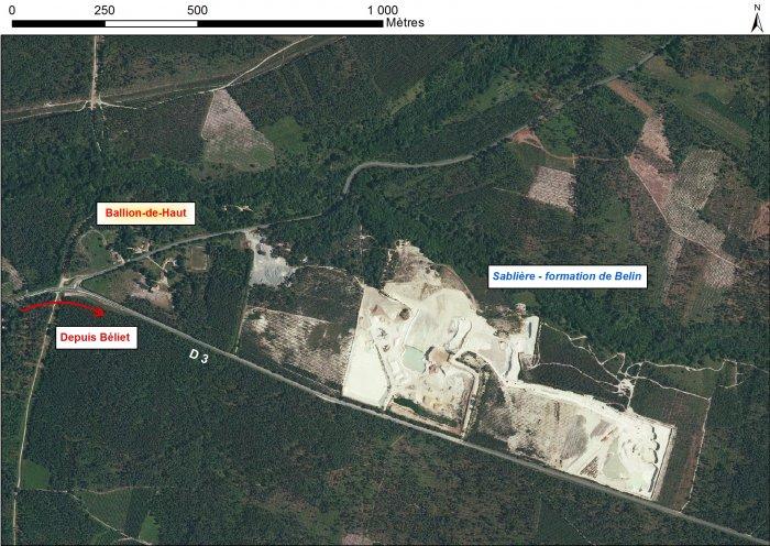 Carte de localisation du site "Sablière de Ballion-de-Haut" (commune de Belin-Béliet)