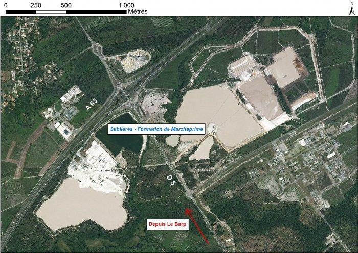 Carte de localisation du site "Sablières du Chantier" (commune de Lacanau-de-Mios)