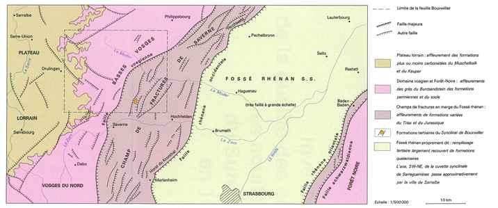 Position de la carte géologique Bouxwiller dans le contexte du Fossé Rhénan