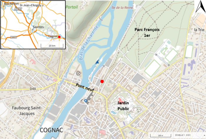 Carte de localisation du site "Parc François 1er" (commune de Cognac)
©IGN
Carte de localisation du site "Parc François 1er" (commune de Cognac)