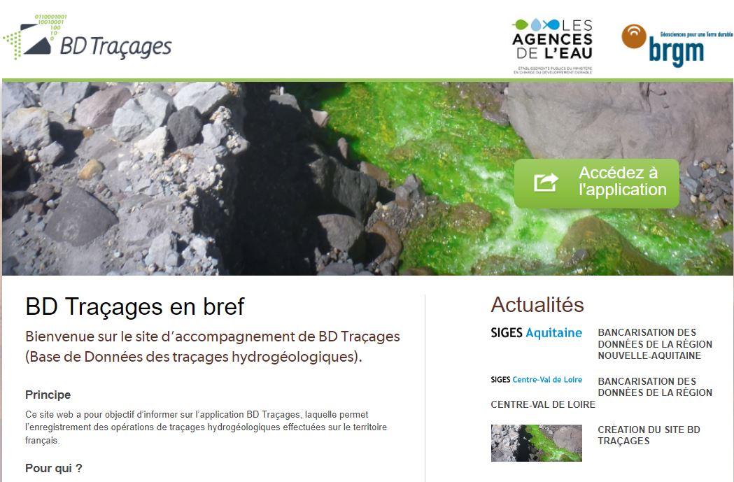 Site web - BD Traçages
Les Agences de l'eau - BRGM
Site web - BD Traçages