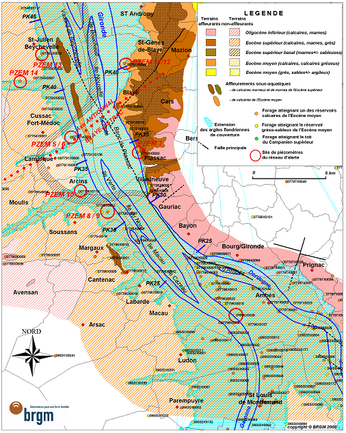 Géologie et structuration au droit de l'anticlinal de Listrac-Blaye
SIGES
Géologie et structuration au droit de l'anticlinal de Listrac-Blaye