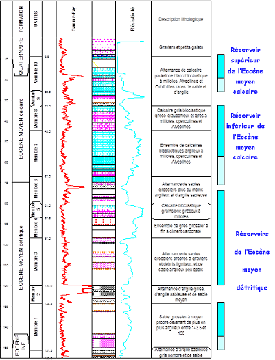 Coupe géologique synthétique des réservoirs de l'Eocène moyen en Médoc
SIGES
Coupe géologique synthétique des réservoirs de l'Eocène moyen en Médoc