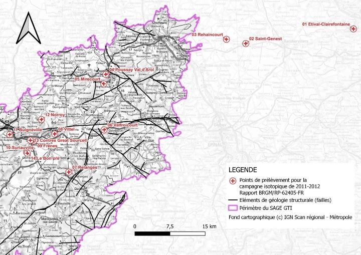  Localisation des points prélevés lors de la campagne de 2011 et 2012 