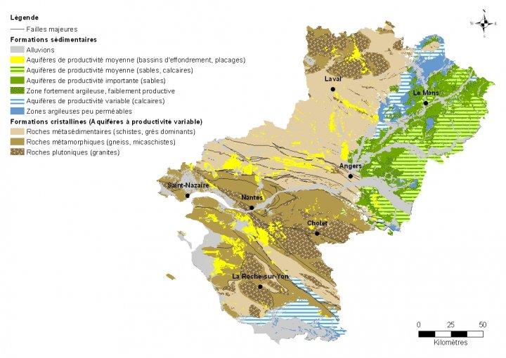Hydrogéologie simplifiée des Pays de la Loire
