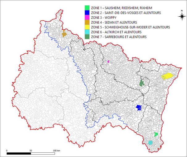 Localisation des 7 secteurs retenus pour l’étape 2 (rapport BRGM/RP-69852-FR)