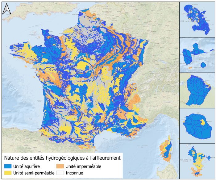 Nature des entités hydrogéologiques BD LISA V3