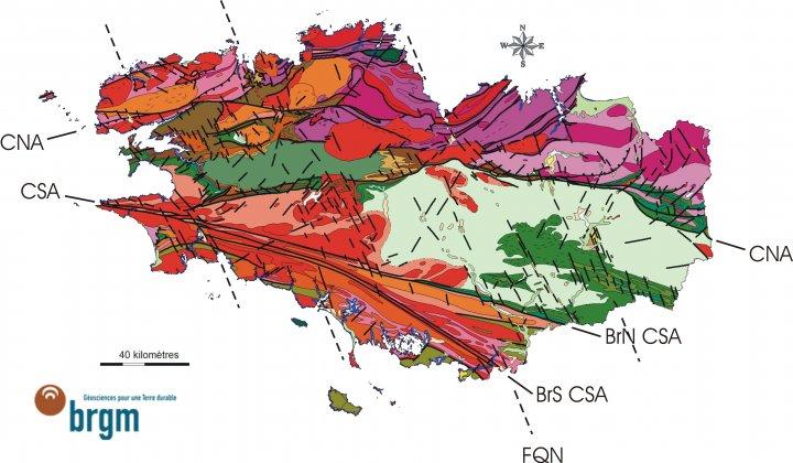 Illustration 5 : Carte géologique au millionième de la Bretagne et failles associées, Eds BRGM
@brgm
Illustration 5 : Carte géologique au millionième de la Bretagne et failles associées, Eds BRGM