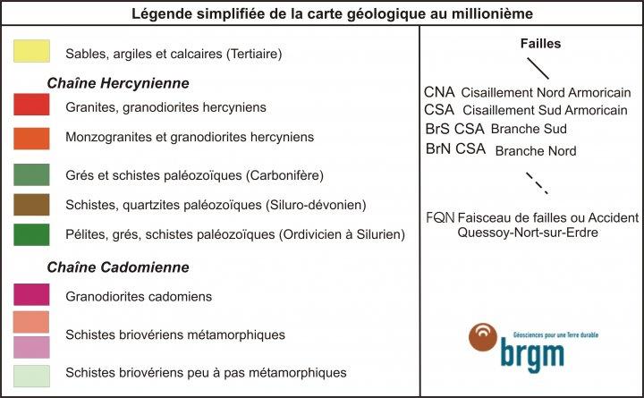 Légende de la carte géologique simplifiée de la Bretagne
@brgm
Légende de la carte géologique simplifiée de la Bretagne
