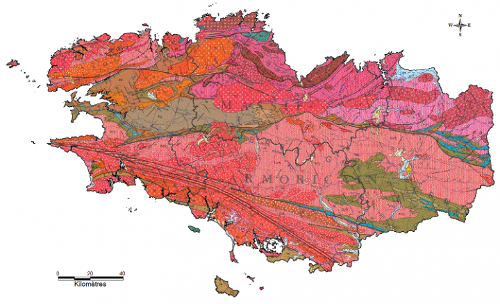 Carte géologique de la Bretagne au millionième
