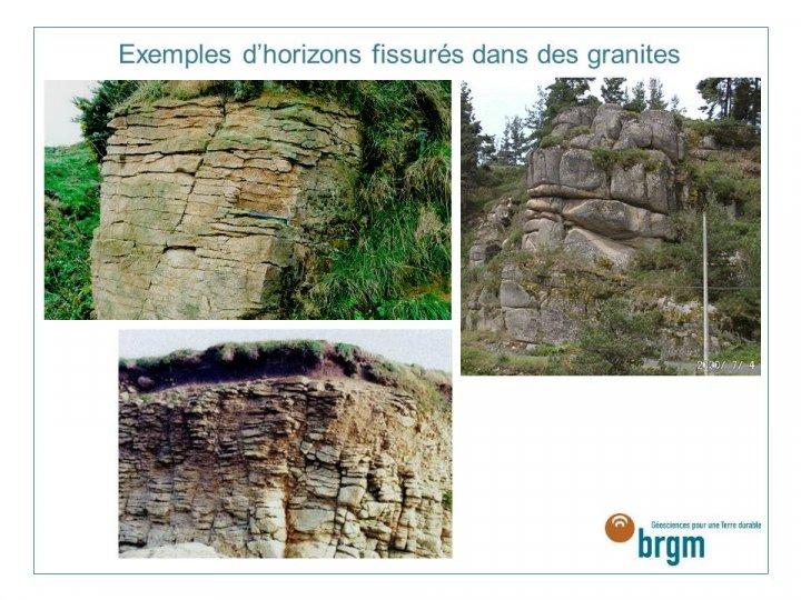 Horizons fissurés dans des granites
BRGM
Horizons fissurés dans des granites