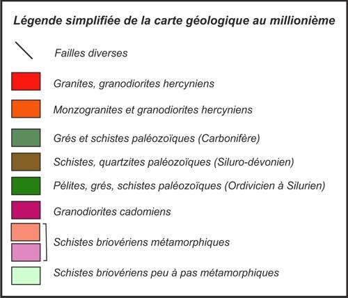 Légende simplifiée de la carte géologique au millionième