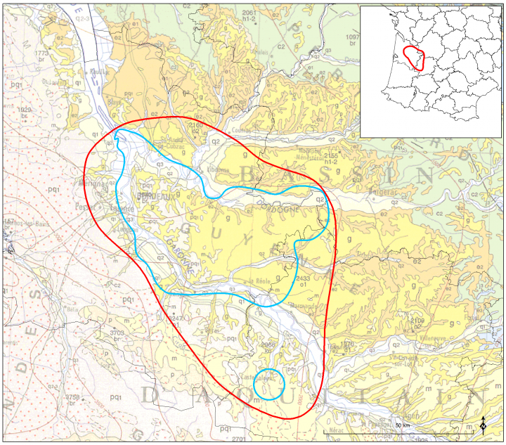 Illustration des formations karstiques des calcaires du Tertiaire
BRGM
Carte karsts Gironde