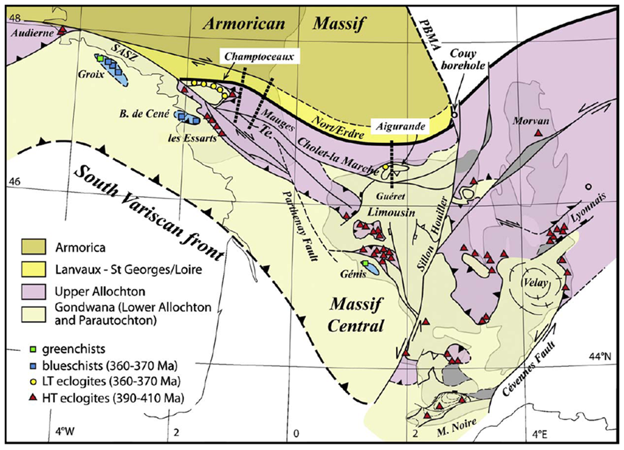 Synthèse cartographique des structures héritées du Paléozoïque (Ballèvre et al., 2009)
Ballèvre et al., 2009
Socle_CarteContinuite