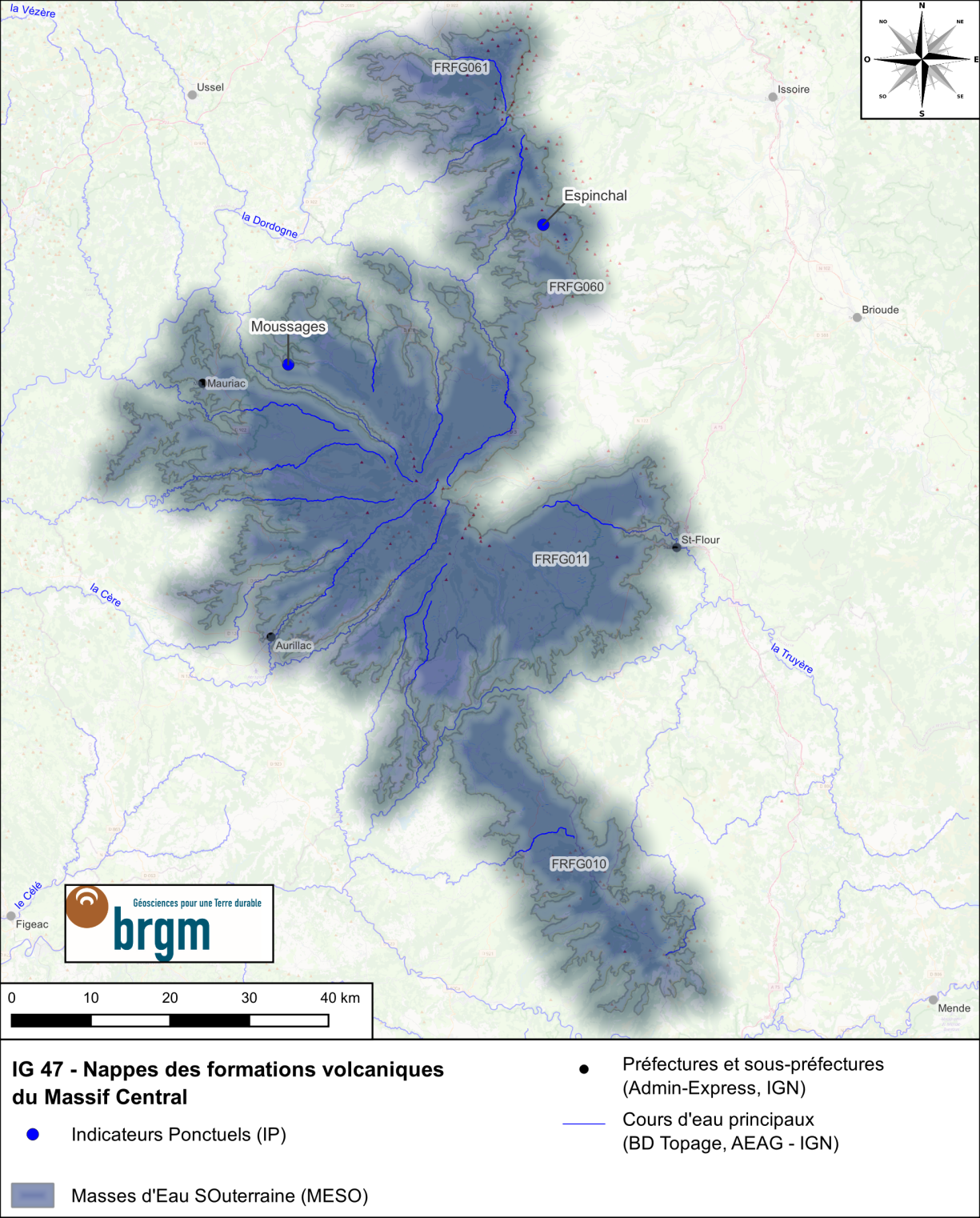 Carte de l'Indicateur Global 47 et des Indicateurs Ponctuels associésBRGM Occitanie - Site de Toulouse Carte de l'IG 47 et des IP associés