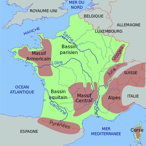 Carte physique simplifiée de la France (© Thomas Steiner)