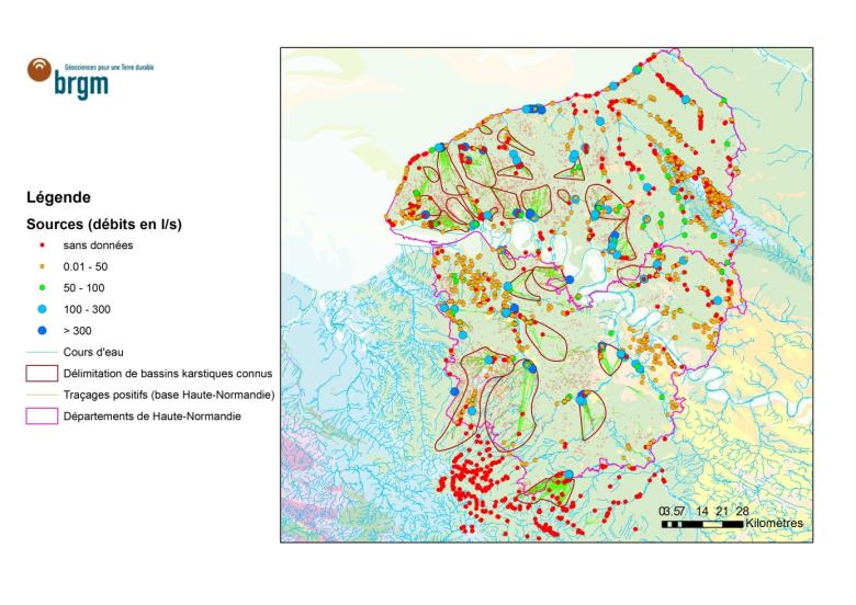 Carte des sources de la région Haute-Normandie (BRGM)