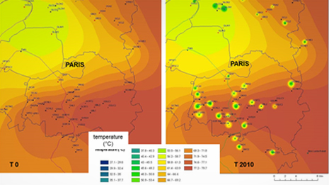 Etat initial à T0 de la température de l’eau du Dogger et état à l’année 2010 : évolution des « bulles froides »
