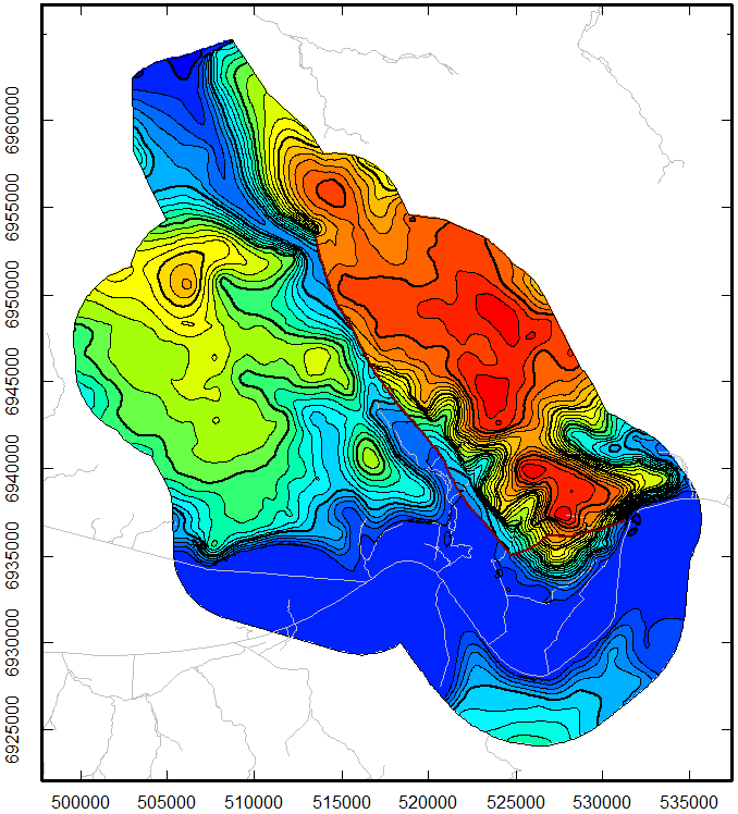 Carte piézométrique 2019 du bassin versant du Commerce 